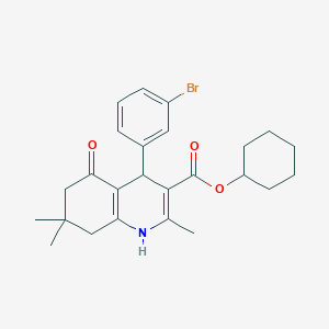 molecular formula C25H30BrNO3 B401925 Cyclohexyl 4-(3-bromophenyl)-2,7,7-trimethyl-5-oxo-1,4,5,6,7,8-hexahydroquinoline-3-carboxylate 