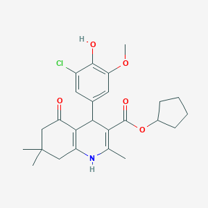 molecular formula C25H30ClNO5 B401928 Cyclopentyl 4-(3-chloro-4-hydroxy-5-methoxyphenyl)-2,7,7-trimethyl-5-oxo-1,4,5,6,7,8-hexahydroquinoline-3-carboxylate 