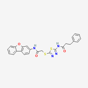 molecular formula C25H20N4O3S2 B4019351 N-(5-{[({8-OXATRICYCLO[7.4.0.0(2),?]TRIDECA-1(9),2(7),3,5,10,12-HEXAEN-5-YL}CARBAMOYL)METHYL]SULFANYL}-1,3,4-THIADIAZOL-2-YL)-3-PHENYLPROPANAMIDE 