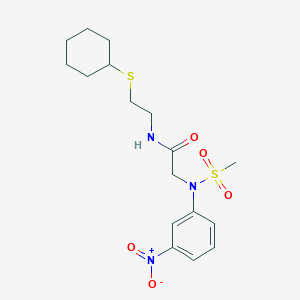 molecular formula C17H25N3O5S2 B4019378 N-[2-(cyclohexylsulfanyl)ethyl]-N~2~-(methylsulfonyl)-N~2~-(3-nitrophenyl)glycinamide 
