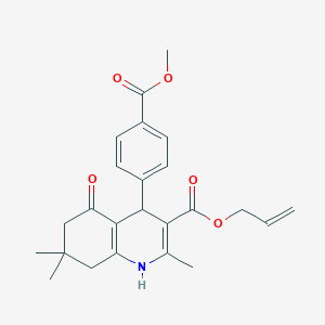 molecular formula C24H27NO5 B401940 prop-2-en-1-yl 4-[4-(methoxycarbonyl)phenyl]-2,7,7-trimethyl-5-oxo-1,4,5,6,7,8-hexahydroquinoline-3-carboxylate 