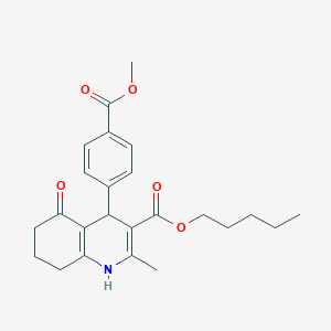 molecular formula C24H29NO5 B401942 pentyl oxyphenyl)-2,7,7-trimethyl-5-oxo-1,4,5,6,7,8-hexahydro-3-quinolinecarboxylate 