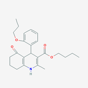 molecular formula C24H31NO4 B401945 butyl 2-methyl-5-oxo-4-[2-(propyloxy)phenyl]-1,4,5,6,7,8-hexahydroquinoline-3-carboxylate 