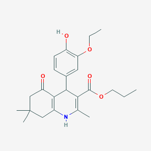 molecular formula C24H31NO5 B401959 propyl 4-[3-(ethyloxy)-4-hydroxyphenyl]-2,7,7-trimethyl-5-oxo-1,4,5,6,7,8-hexahydroquinoline-3-carboxylate 
