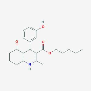 molecular formula C22H27NO4 B401961 pentyl 4-(3-hydroxyphenyl)-2-methyl-5-oxo-1,4,5,6,7,8-hexahydroquinoline-3-carboxylate 