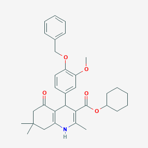 molecular formula C33H39NO5 B401962 cyclohexyl 4-[4-(benzyloxy)-3-methoxyphenyl]-2,7,7-trimethyl-5-oxo-1,4,5,6,7,8-hexahydroquinoline-3-carboxylate 