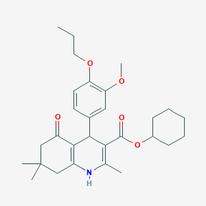 molecular formula C29H39NO5 B401964 Cyclohexyl 2,7,7-trimethyl-4-[3-(methyloxy)-4-(propyloxy)phenyl]-5-oxo-1,4,5,6,7,8-hexahydroquinoline-3-carboxylate 