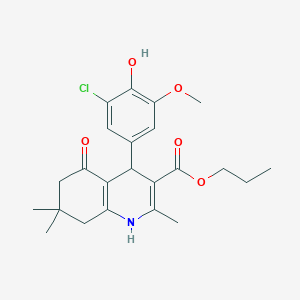 molecular formula C23H28ClNO5 B401965 Propyl 4-(3-chloro-4-hydroxy-5-methoxyphenyl)-2,7,7-trimethyl-5-oxo-1,4,5,6,7,8-hexahydroquinoline-3-carboxylate 