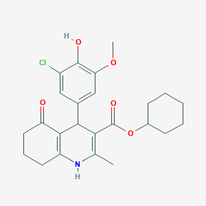 molecular formula C24H28ClNO5 B401974 CYCLOHEXYL 4-(3-CHLORO-4-HYDROXY-5-METHOXYPHENYL)-2-METHYL-5-OXO-1,4,5,6,7,8-HEXAHYDRO-3-QUINOLINECARBOXYLATE 