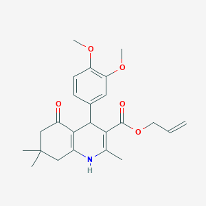 molecular formula C24H29NO5 B401987 Prop-2-enyl 4-[3,4-bis(methyloxy)phenyl]-2,7,7-trimethyl-5-oxo-1,4,5,6,7,8-hexahydroquinoline-3-carboxylate 