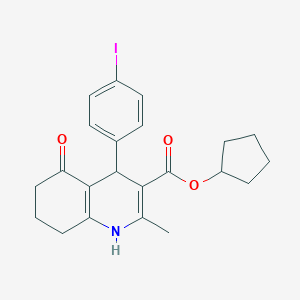 molecular formula C22H24INO3 B401994 cyclopentyl 4-(4-iodophenyl)-2-methyl-5-oxo-1,4,5,6,7,8-hexahydroquinoline-3-carboxylate 