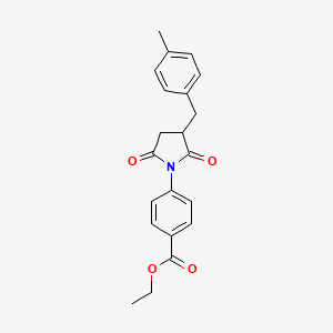 molecular formula C21H21NO4 B4019953 ETHYL 4-{3-[(4-METHYLPHENYL)METHYL]-2,5-DIOXOPYRROLIDIN-1-YL}BENZOATE 