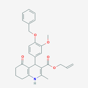 molecular formula C28H29NO5 B401996 prop-2-en-1-yl 4-[4-(benzyloxy)-3-methoxyphenyl]-2-methyl-5-oxo-1,4,5,6,7,8-hexahydroquinoline-3-carboxylate 