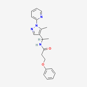molecular formula C20H22N4O2 B4019964 N-[1-(5-methyl-1-pyridin-2-ylpyrazol-4-yl)ethyl]-3-phenoxypropanamide 