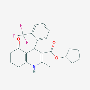 molecular formula C23H24F3NO3 B402005 cyclopentyl 2-methyl-5-oxo-4-[2-(trifluoromethyl)phenyl]-4,6,7,8-tetrahydro-1H-quinoline-3-carboxylate 