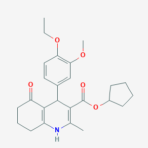 molecular formula C25H31NO5 B402016 CYCLOPENTYL 4-(4-ETHOXY-3-METHOXYPHENYL)-2-METHYL-5-OXO-1,4,5,6,7,8-HEXAHYDRO-3-QUINOLINECARBOXYLATE 