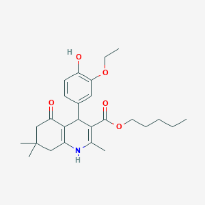 molecular formula C26H35NO5 B402024 Pentyl 4-(3-ethoxy-4-hydroxyphenyl)-2,7,7-trimethyl-5-oxo-1,4,5,6,7,8-hexahydroquinoline-3-carboxylate 