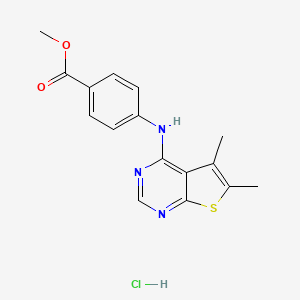 molecular formula C16H16ClN3O2S B4020300 Methyl 4-[(5,6-dimethylthieno[2,3-d]pyrimidin-4-yl)amino]benzoate;hydrochloride 