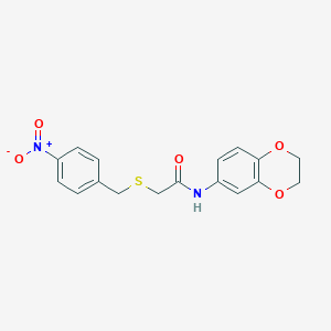 molecular formula C17H16N2O5S B4020315 N-(2,3-dihydro-1,4-benzodioxin-6-yl)-2-[(4-nitrophenyl)methylsulfanyl]acetamide 
