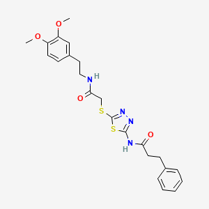 molecular formula C23H26N4O4S2 B4020330 N-(5-((2-((3,4-dimethoxyphenethyl)amino)-2-oxoethyl)thio)-1,3,4-thiadiazol-2-yl)-3-phenylpropanamide 