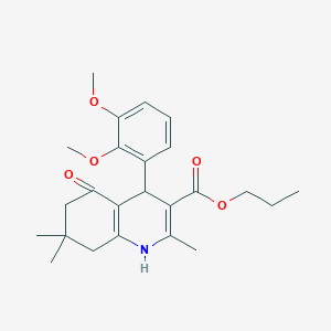 molecular formula C24H31NO5 B402046 PROPYL 4-(2,3-DIMETHOXYPHENYL)-2,7,7-TRIMETHYL-5-OXO-1,4,5,6,7,8-HEXAHYDROQUINOLINE-3-CARBOXYLATE 