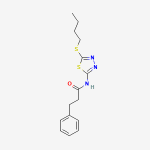 molecular formula C15H19N3OS2 B4020464 N-(5-(butylthio)-1,3,4-thiadiazol-2-yl)-3-phenylpropanamide 