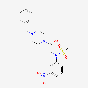molecular formula C20H24N4O5S B4020534 N-[2-(4-benzylpiperazin-1-yl)-2-oxoethyl]-N-(3-nitrophenyl)methanesulfonamide 