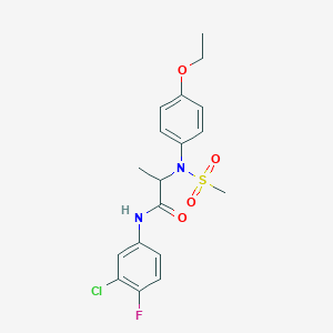 molecular formula C18H20ClFN2O4S B4020580 N-(3-chloro-4-fluorophenyl)-2-(4-ethoxy-N-methylsulfonylanilino)propanamide 
