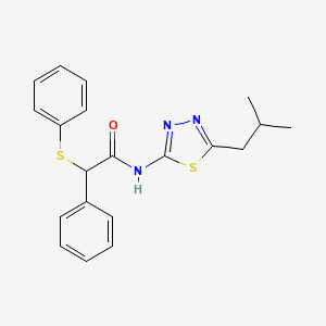 molecular formula C20H21N3OS2 B4020598 N-[5-(2-methylpropyl)-1,3,4-thiadiazol-2-yl]-2-phenyl-2-(phenylsulfanyl)acetamide 