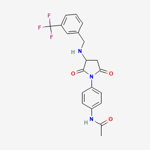 molecular formula C20H18F3N3O3 B4020613 N-[4-[2,5-dioxo-3-[[3-(trifluoromethyl)phenyl]methylamino]pyrrolidin-1-yl]phenyl]acetamide 