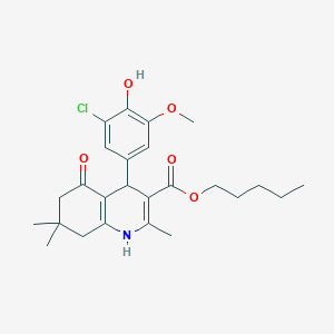 molecular formula C25H32ClNO5 B402063 pentyl 4-(3-chloro-4-hydroxy-5-methoxyphenyl)-2,7,7-trimethyl-5-oxo-1,4,6,8-tetrahydroquinoline-3-carboxylate 