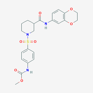 molecular formula C22H25N3O7S B4020631 methyl N-[4-({3-[(2,3-dihydro-1,4-benzodioxin-6-yl)carbamoyl]piperidin-1-yl}sulfonyl)phenyl]carbamate 