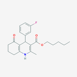 molecular formula C22H26FNO3 B402065 pentyl 4-(3-fluorophenyl)-2-methyl-5-oxo-1,4,5,6,7,8-hexahydroquinoline-3-carboxylate 
