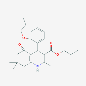 molecular formula C25H33NO4 B402079 PROPYL 2,7,7-TRIMETHYL-5-OXO-4-(2-PROPOXYPHENYL)-1,4,5,6,7,8-HEXAHYDROQUINOLINE-3-CARBOXYLATE 
