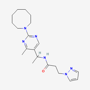 molecular formula C20H30N6O B4020886 N-[1-[2-(azocan-1-yl)-4-methylpyrimidin-5-yl]ethyl]-3-pyrazol-1-ylpropanamide 