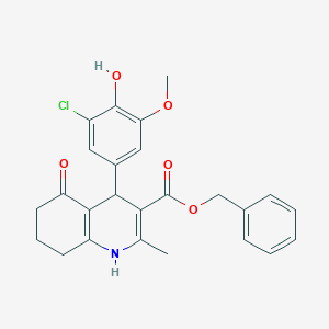 molecular formula C25H24ClNO5 B402102 benzyl 4-(3-chloro-4-hydroxy-5-methoxyphenyl)-2-methyl-5-oxo-4,6,7,8-tetrahydro-1H-quinoline-3-carboxylate 