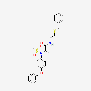 molecular formula C26H30N2O4S2 B4021021 N-[2-[(4-methylphenyl)methylsulfanyl]ethyl]-2-(N-methylsulfonyl-4-phenoxyanilino)propanamide 