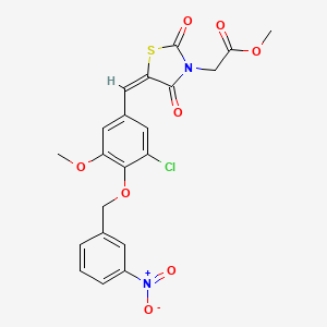 molecular formula C21H17ClN2O8S B4021054 methyl 2-[(5E)-5-[[3-chloro-5-methoxy-4-[(3-nitrophenyl)methoxy]phenyl]methylidene]-2,4-dioxo-1,3-thiazolidin-3-yl]acetate 