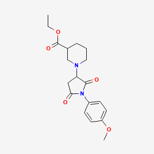 molecular formula C19H24N2O5 B4021078 Ethyl 1-[1-(4-methoxyphenyl)-2,5-dioxopyrrolidin-3-yl]piperidine-3-carboxylate 