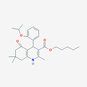 molecular formula C27H37NO4 B402108 PENTYL 2,7,7-TRIMETHYL-5-OXO-4-[2-(PROPAN-2-YLOXY)PHENYL]-1,4,5,6,7,8-HEXAHYDROQUINOLINE-3-CARBOXYLATE 
