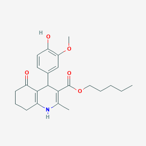 molecular formula C23H29NO5 B402117 Pentyl 4-(4-hydroxy-3-methoxyphenyl)-2-methyl-5-oxo-1,4,5,6,7,8-hexahydroquinoline-3-carboxylate 
