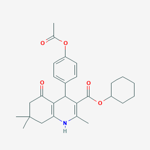 molecular formula C27H33NO5 B402121 Cyclohexyl 4-[4-(acetyloxy)phenyl]-2,7,7-trimethyl-5-oxo-1,4,5,6,7,8-hexahydroquinoline-3-carboxylate 