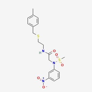 molecular formula C19H23N3O5S2 B4021287 N-{2-[(4-methylbenzyl)sulfanyl]ethyl}-N~2~-(methylsulfonyl)-N~2~-(3-nitrophenyl)glycinamide 