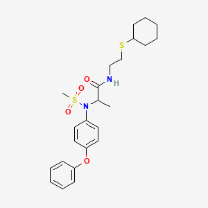molecular formula C24H32N2O4S2 B4021408 N-[2-(cyclohexylsulfanyl)ethyl]-N~2~-(methylsulfonyl)-N~2~-(4-phenoxyphenyl)alaninamide 