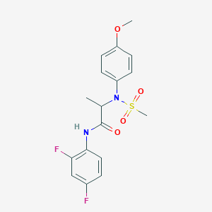 molecular formula C17H18F2N2O4S B4021553 N-(2,4-difluorophenyl)-2-(4-methoxy-N-methylsulfonylanilino)propanamide 