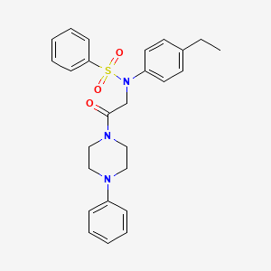 molecular formula C26H29N3O3S B4021737 N-(4-ethylphenyl)-N-[2-oxo-2-(4-phenylpiperazin-1-yl)ethyl]benzenesulfonamide 