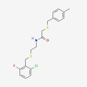 molecular formula C19H21ClFNOS2 B4021780 N-{2-[(2-chloro-6-fluorobenzyl)sulfanyl]ethyl}-2-[(4-methylbenzyl)sulfanyl]acetamide 