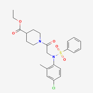 molecular formula C23H27ClN2O5S B4021831 ethyl 1-[N-(4-chloro-2-methylphenyl)-N-(phenylsulfonyl)glycyl]piperidine-4-carboxylate 
