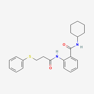 molecular formula C22H26N2O2S B4021958 N-cyclohexyl-2-{[3-(phenylsulfanyl)propanoyl]amino}benzamide 