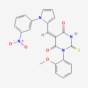 molecular formula C22H16N4O5S B4022238 (5E)-1-(2-methoxyphenyl)-5-[[1-(3-nitrophenyl)pyrrol-2-yl]methylidene]-2-sulfanylidene-1,3-diazinane-4,6-dione 